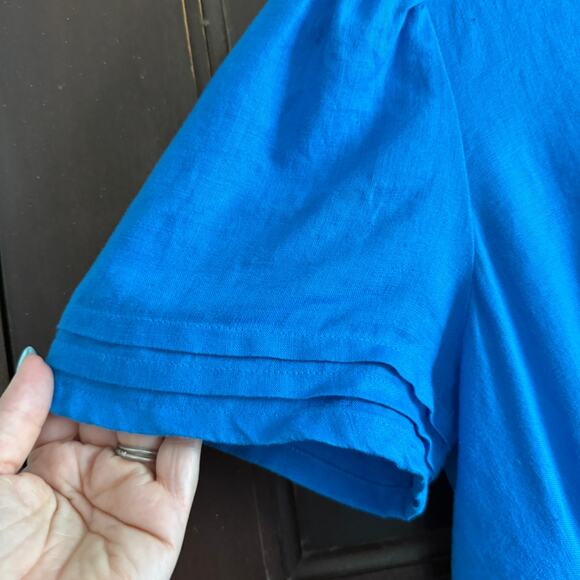 BODEN | 100% Linen Blue Eve Linen Short Sleeve V Neck Dress  | Size 8 R - Picture 3 of 7